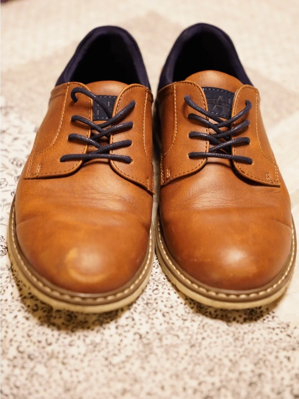 Kids Tan Dress Shoes with Navy Accents